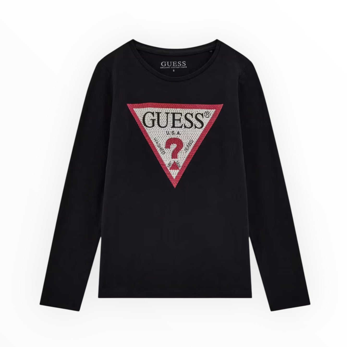 T-shirt triangolo con strass Guess