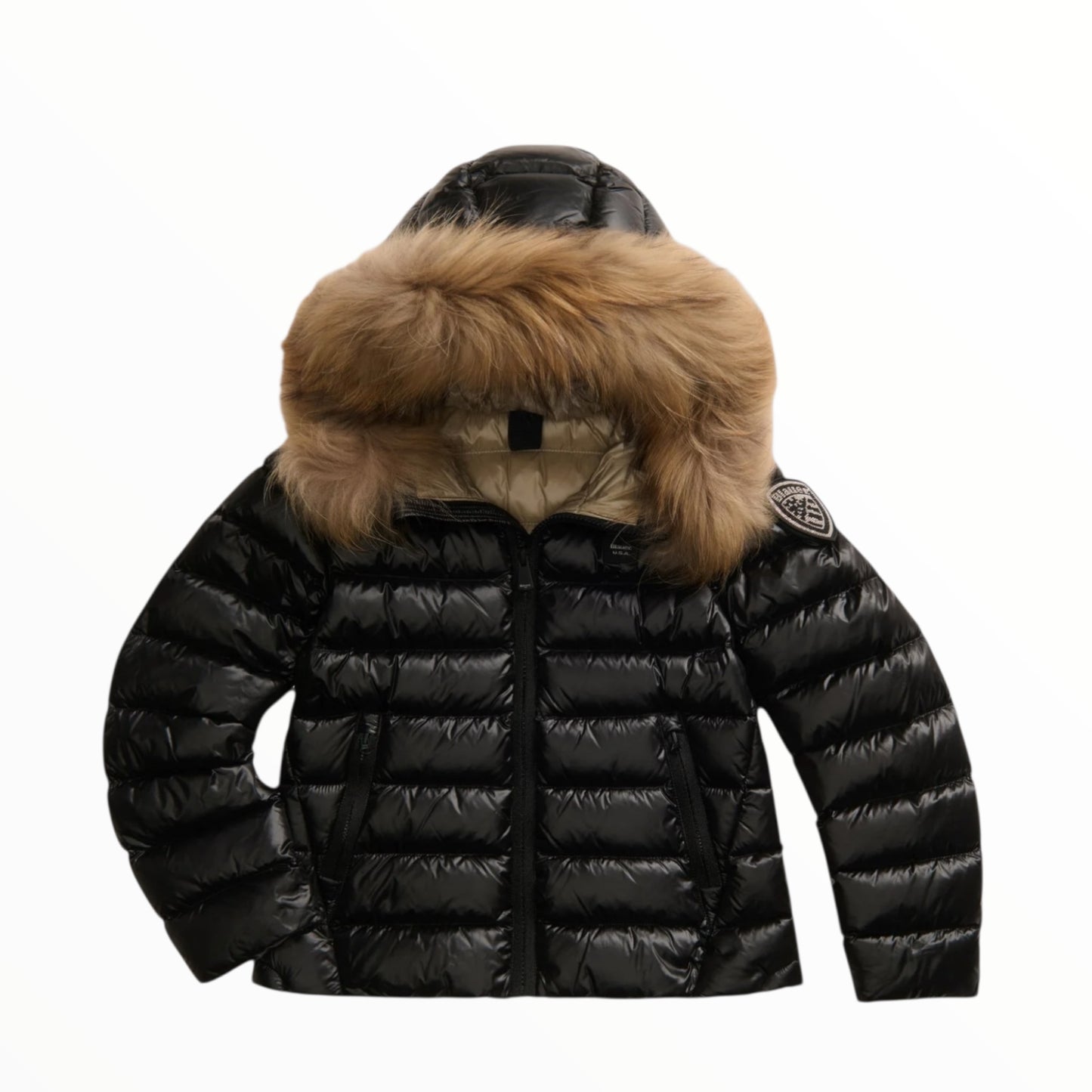 Piumino a righe con pellicciotto Blauer