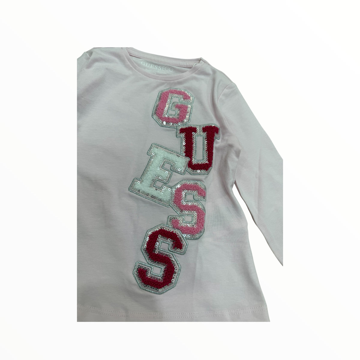 T-Shirt Guess rosa logo in rilievo