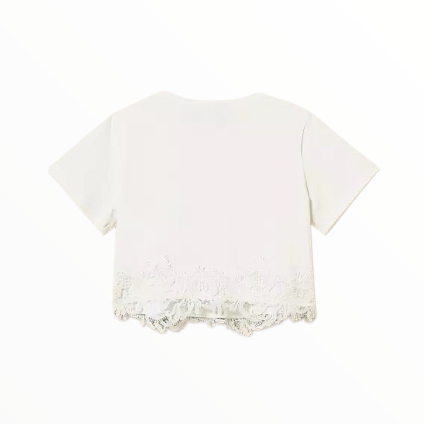 T-Shirt con pizzo e logo Twinset