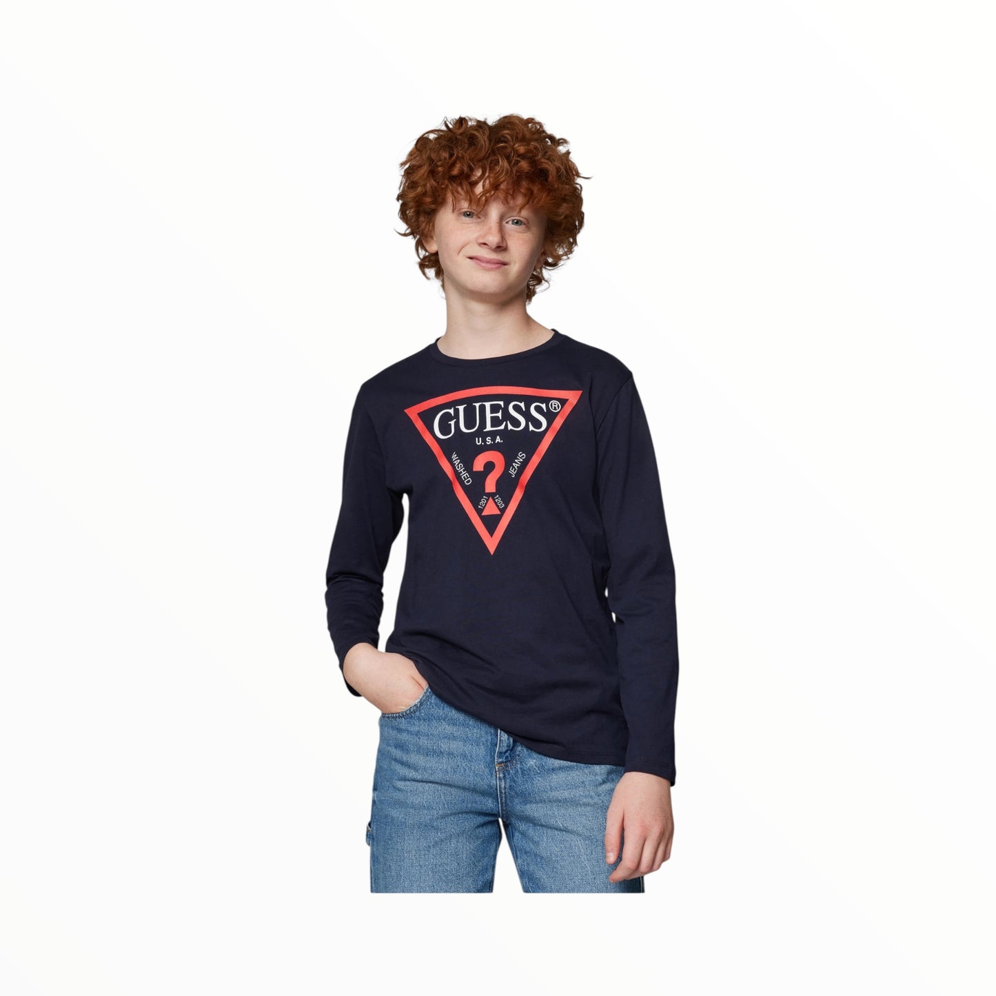 T-Shirt blu manica lunga Guess