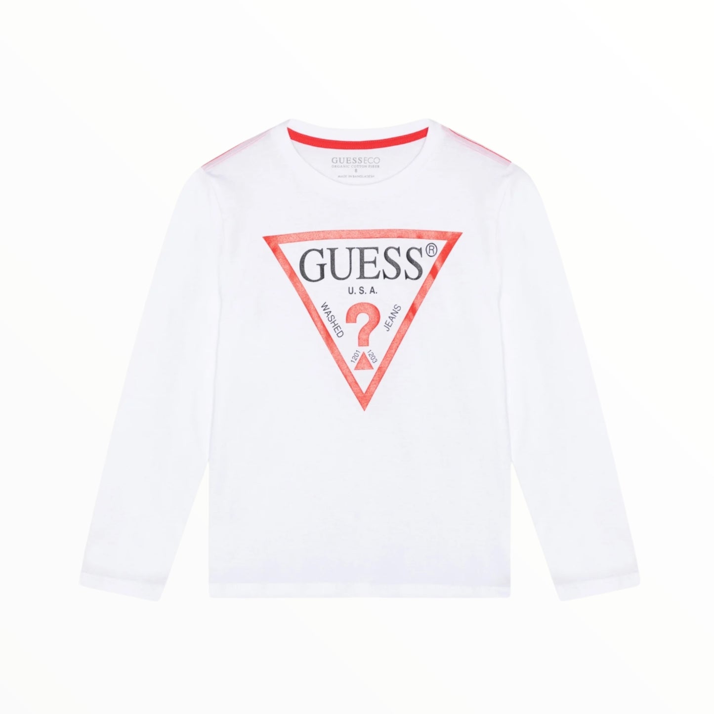 T-Shirt bianca manica lunga Guess