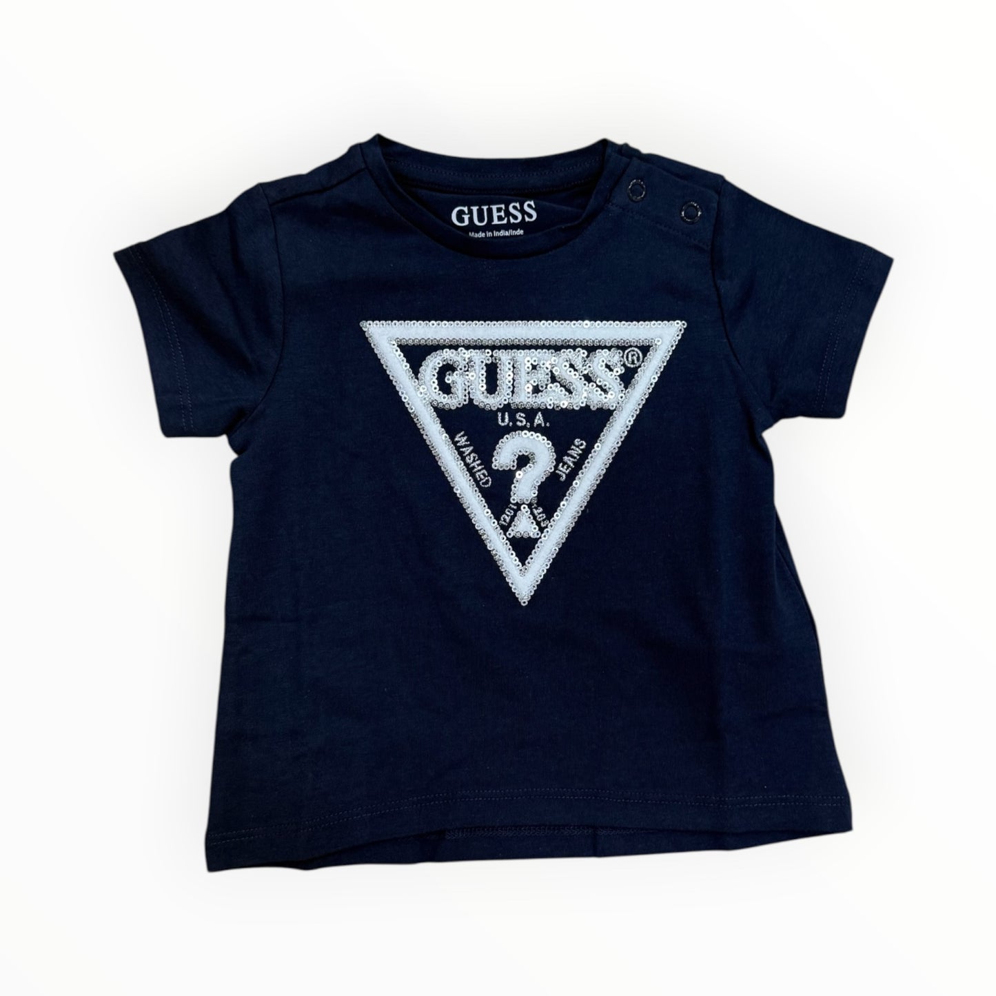 T-Shirt Guess blu con paillettes argento