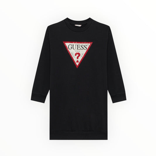 Abito in felpa con logo e strass Guess