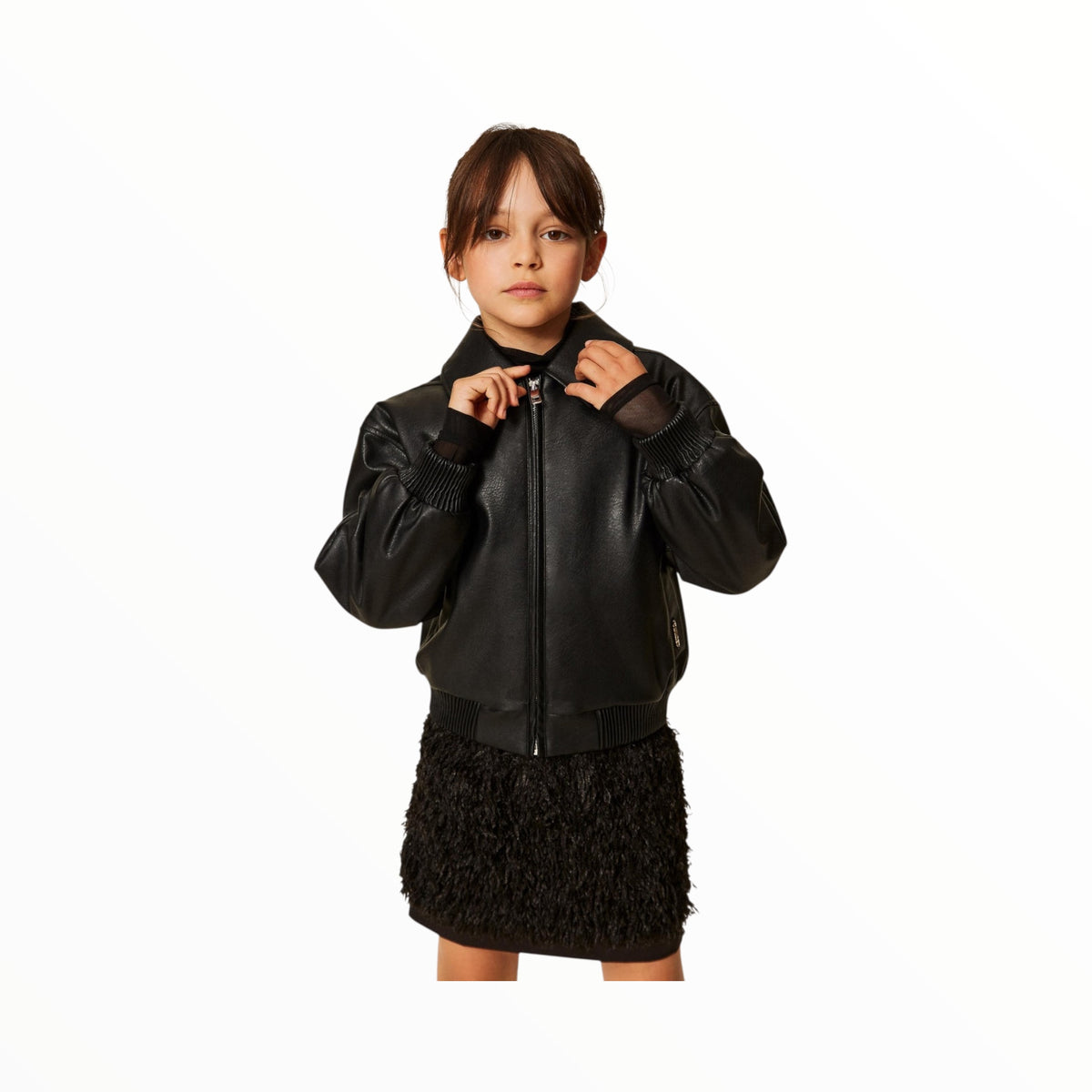 Giubbotto Twinset effetto pelle con colletto