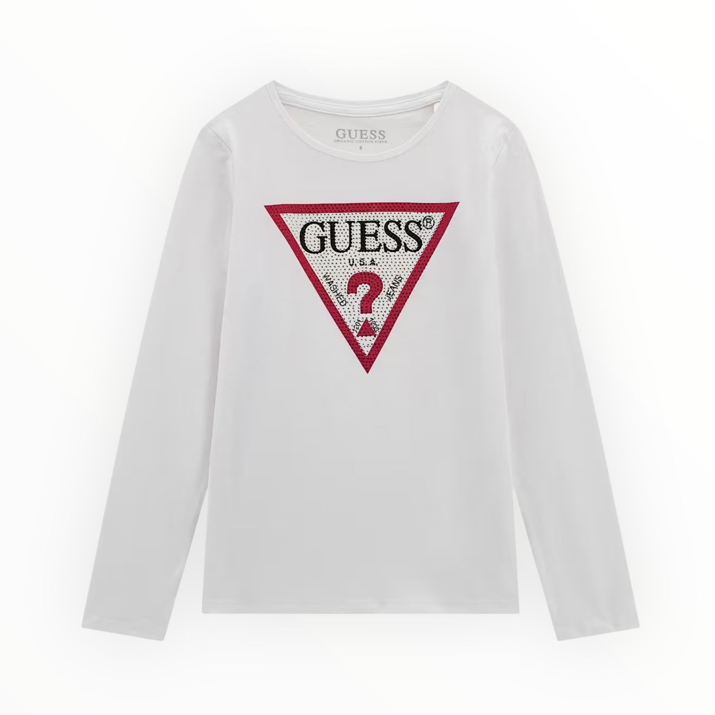 T-shirt triangolo con strass Guess