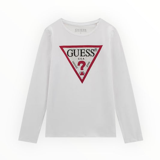 T-shirt triangolo con strass Guess