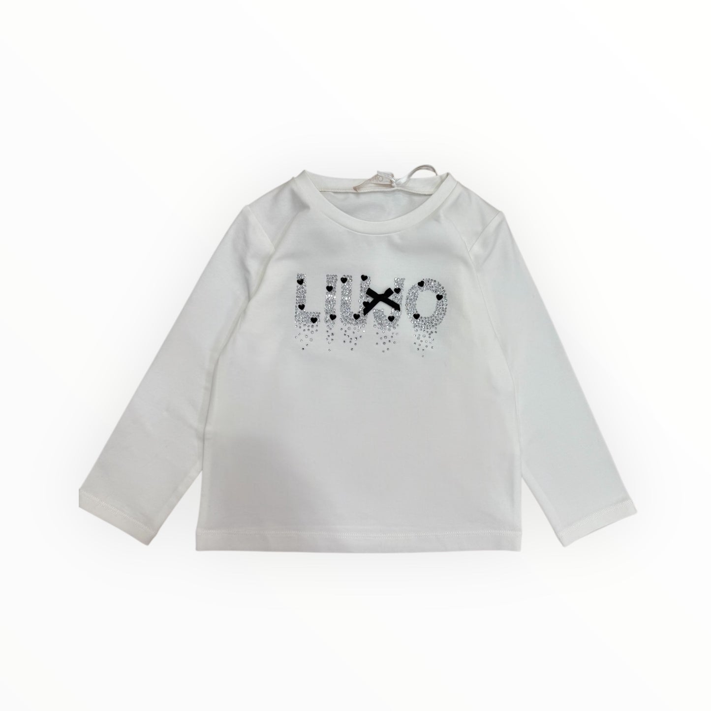 T-shirt logo Liu Jo con strass e fiocchetto