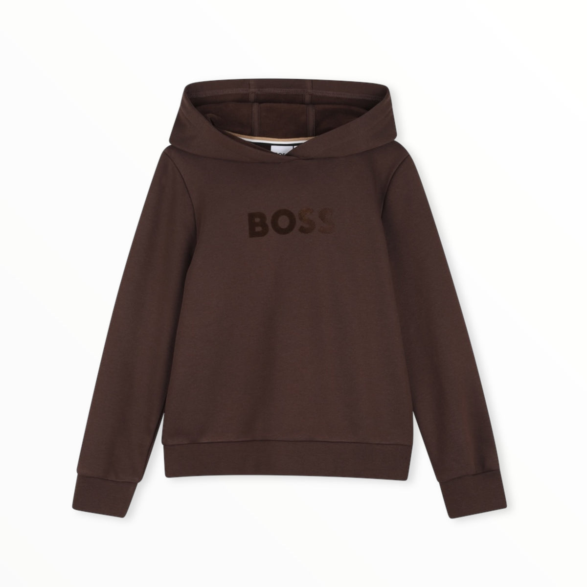 Felpa Boss marrone con cappuccio