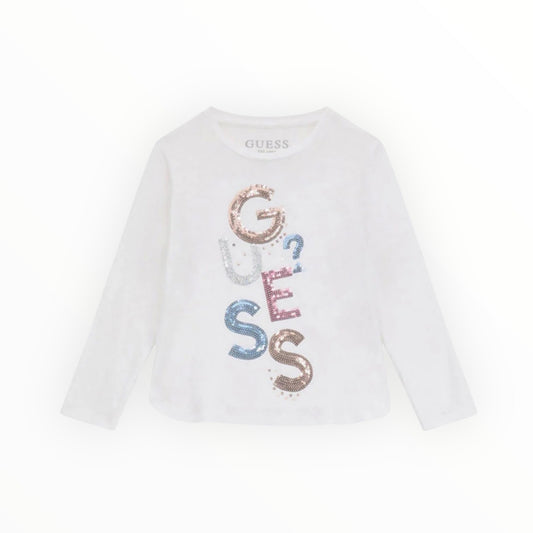 T-shirt logo paillettato Guess