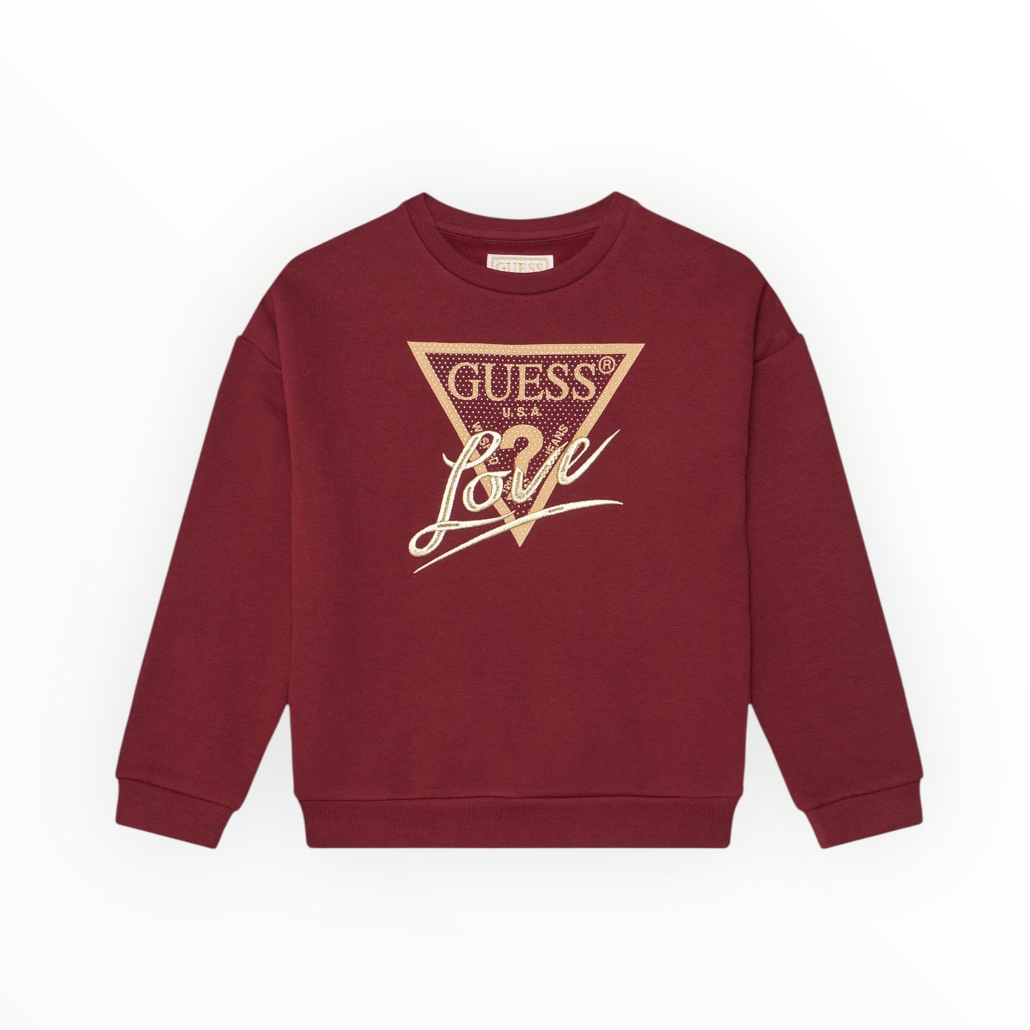 Felpa bordeaux con strass Guess