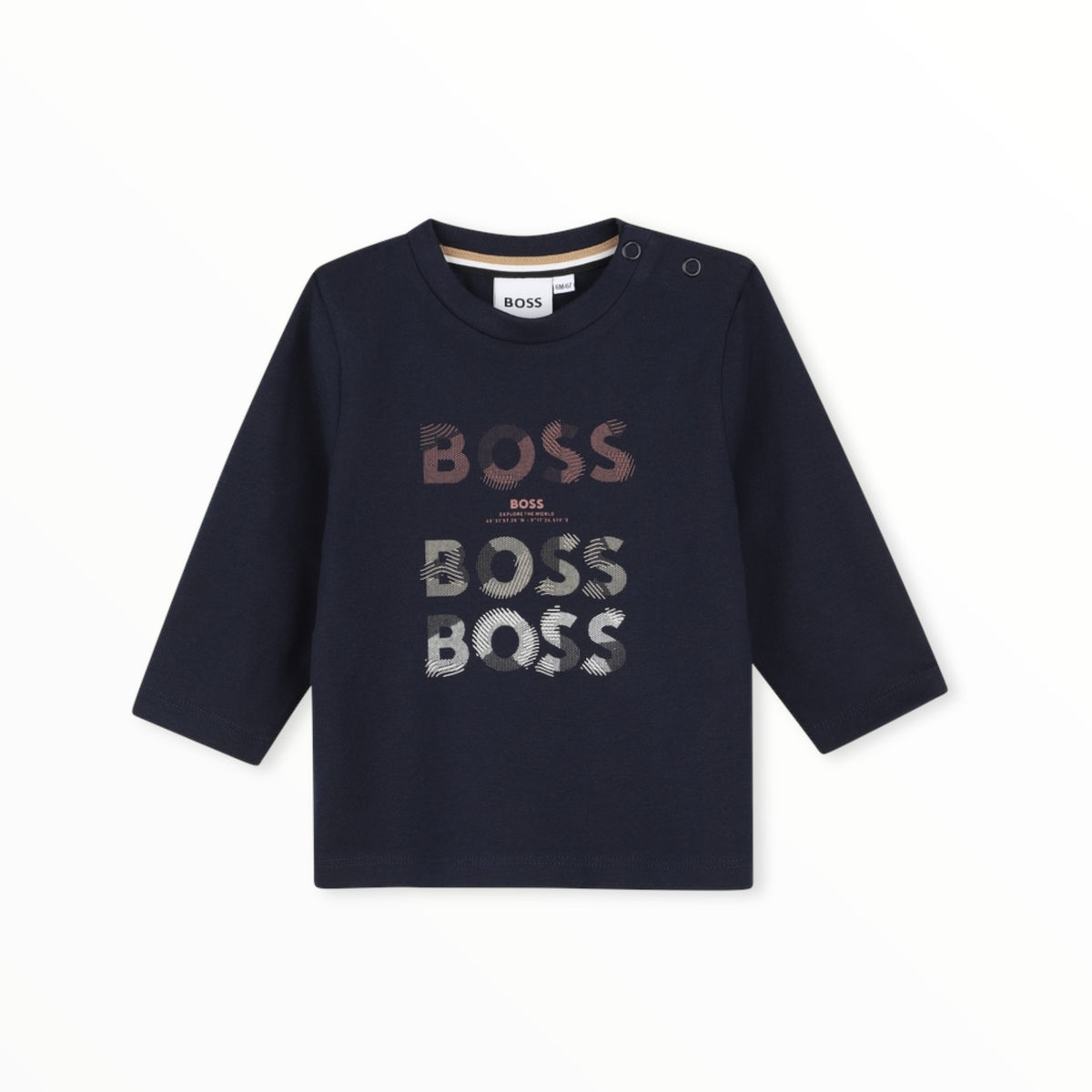 T-Shirt triplo logo Boss blu