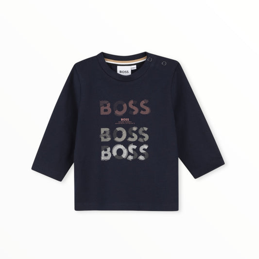 T-Shirt triplo logo Boss blu