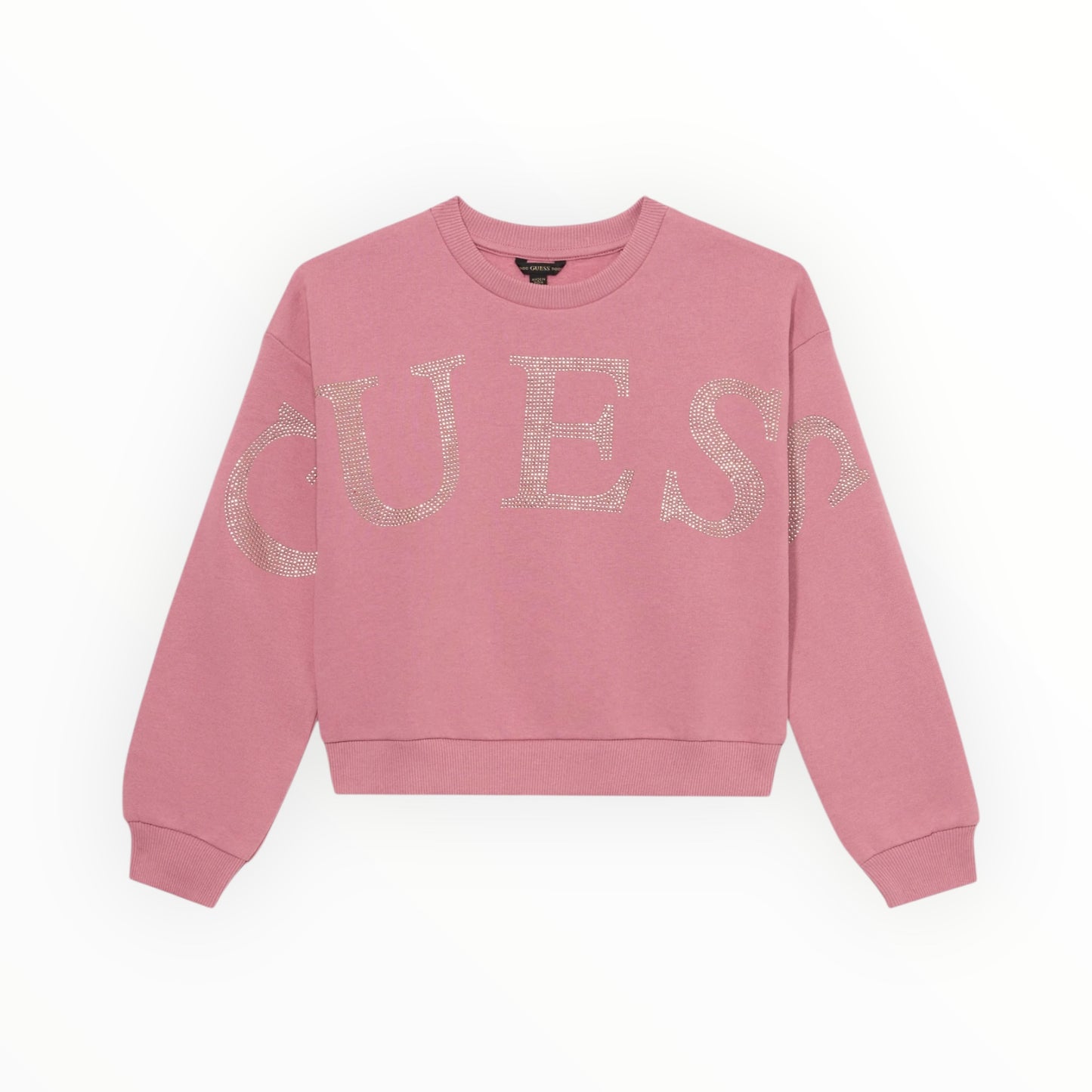 Felpa crop rosa con strass Guess