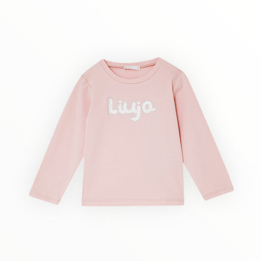 T-shirt Rosa Con Logo E Strass Liu jo