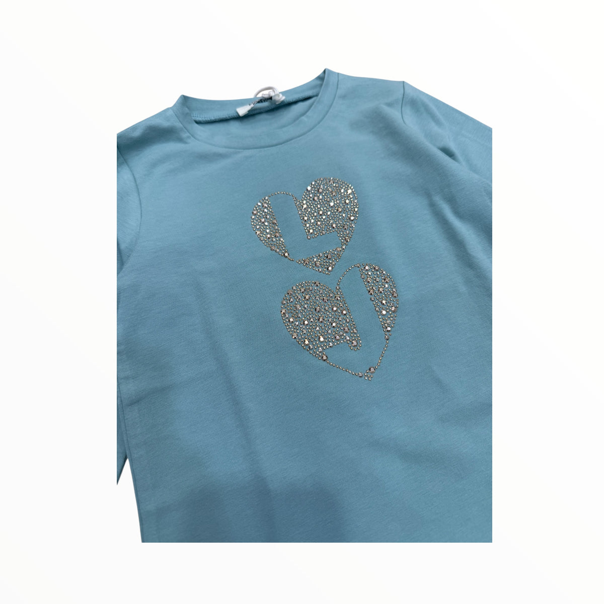 T-Shirt Liu Jo verde acqua con strass