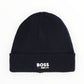 Cappello Tricot Con Risvolta Blu Boss