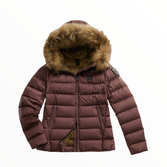 Piumino a righe con pellicciotto Blauer