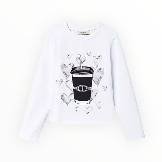 T-shirt Con Strass E Stampa Twinset