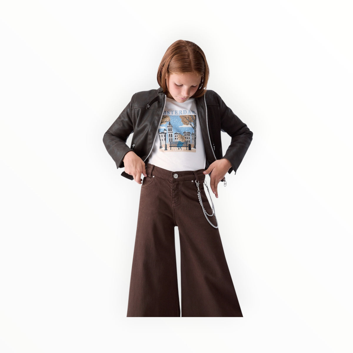 Pantaloni Liu Jo wide leg con catena