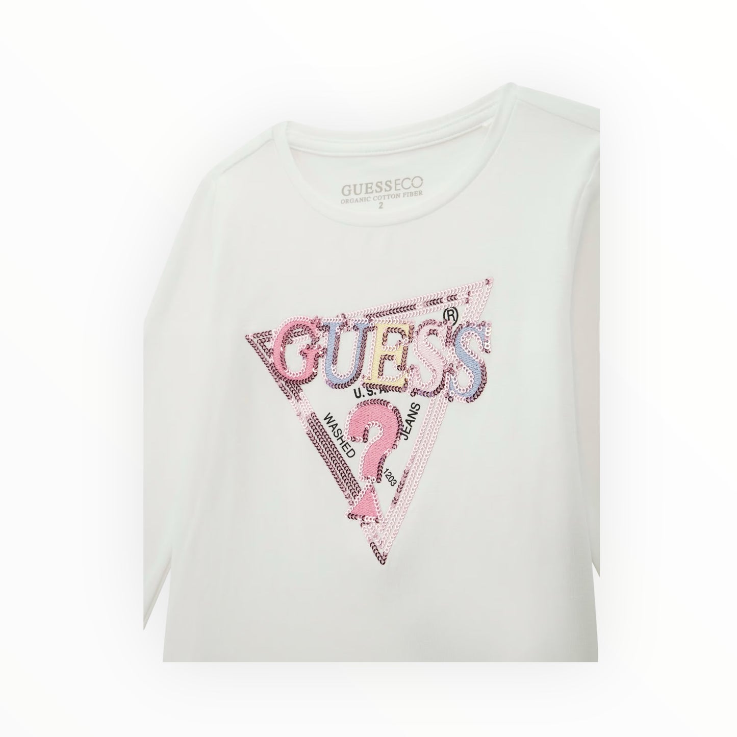 T-Shirt Guess paillettes bianca