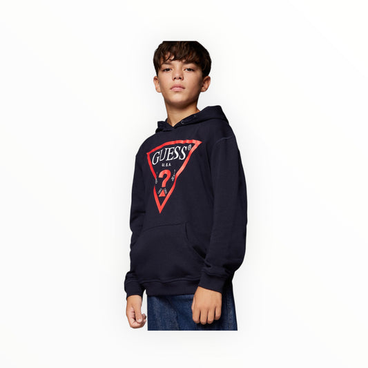 Felpa blu con cappuccio Guess