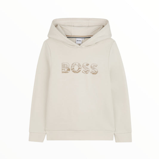 Felpa con cappuccio e logo Boss