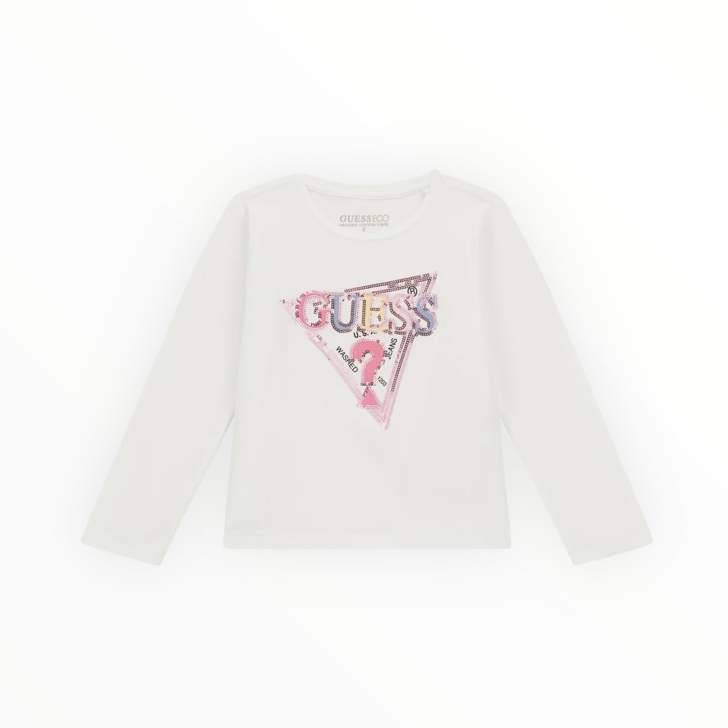 T-Shirt Guess paillettes bianca