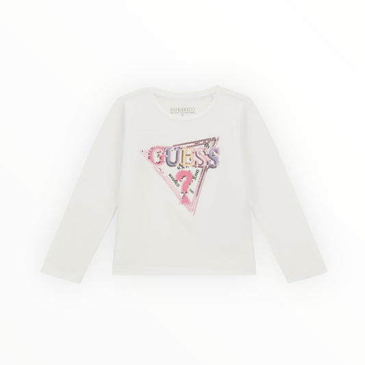 T-Shirt Guess paillettes bianca