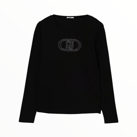 T-Shirt con logo Liu Jo monogram e strass