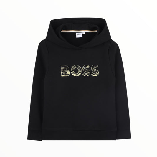 Felpa con cappuccio e logo Boss