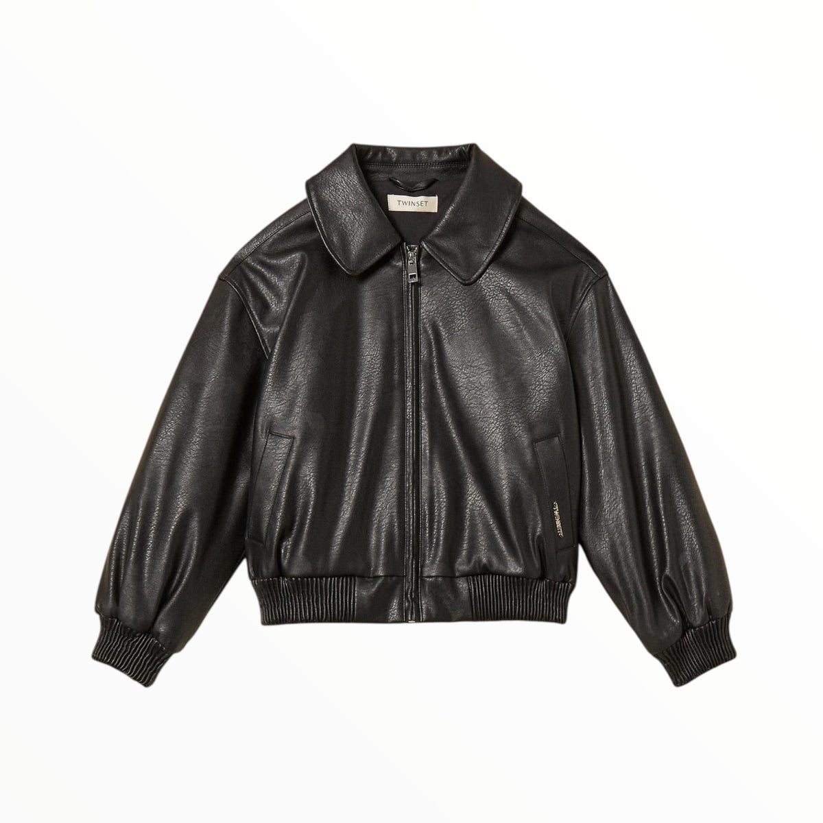 Giubbotto Twinset effetto pelle con colletto