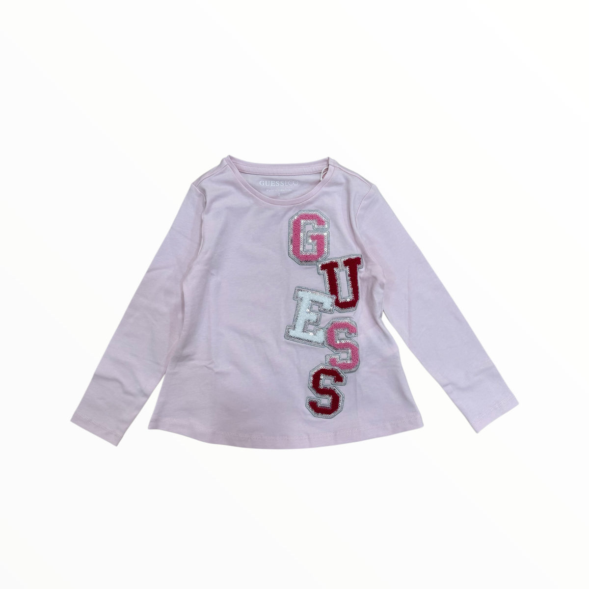 T-Shirt Guess rosa logo in rilievo