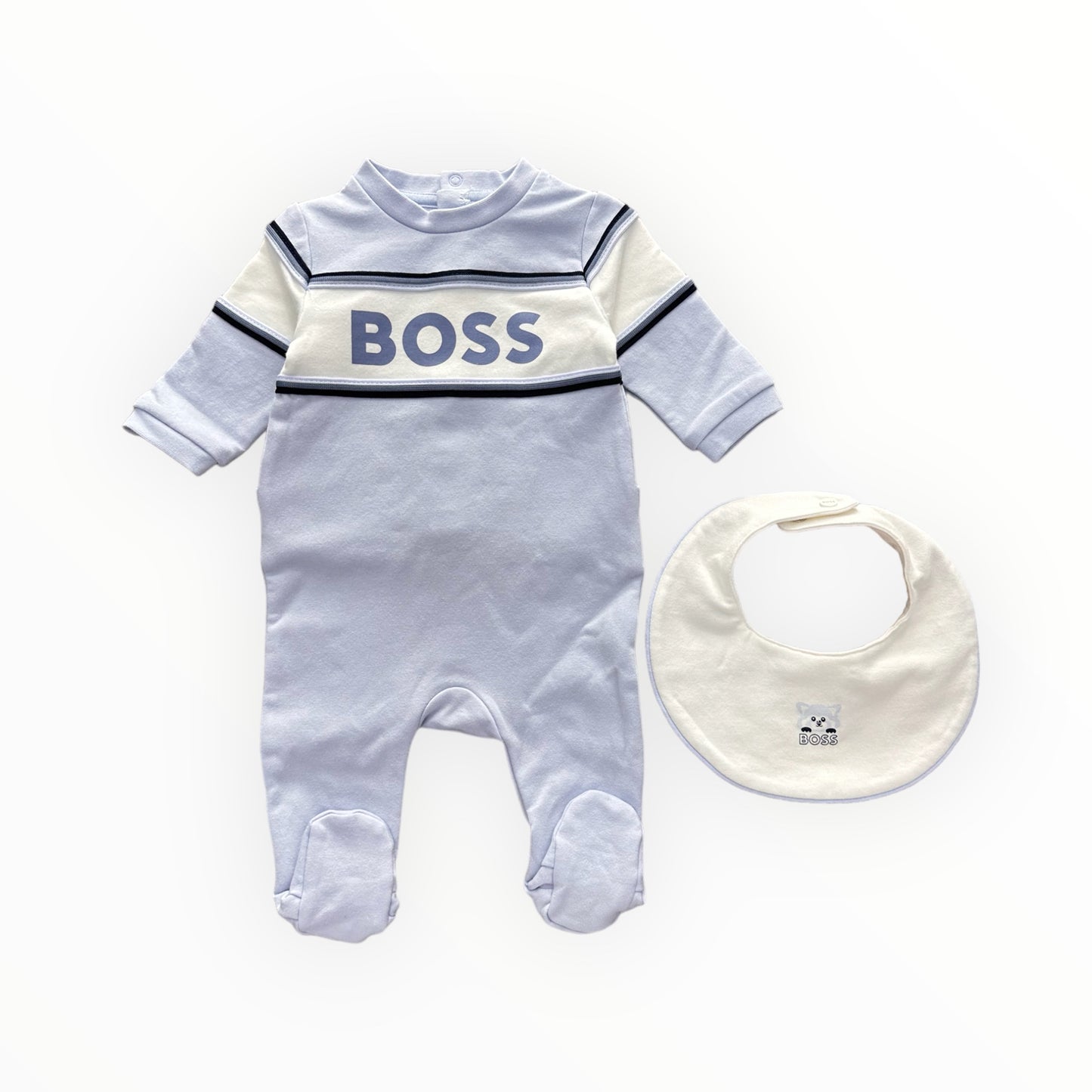 Set Tutina E Bavetta Azzurra Caldo Cotone Boss