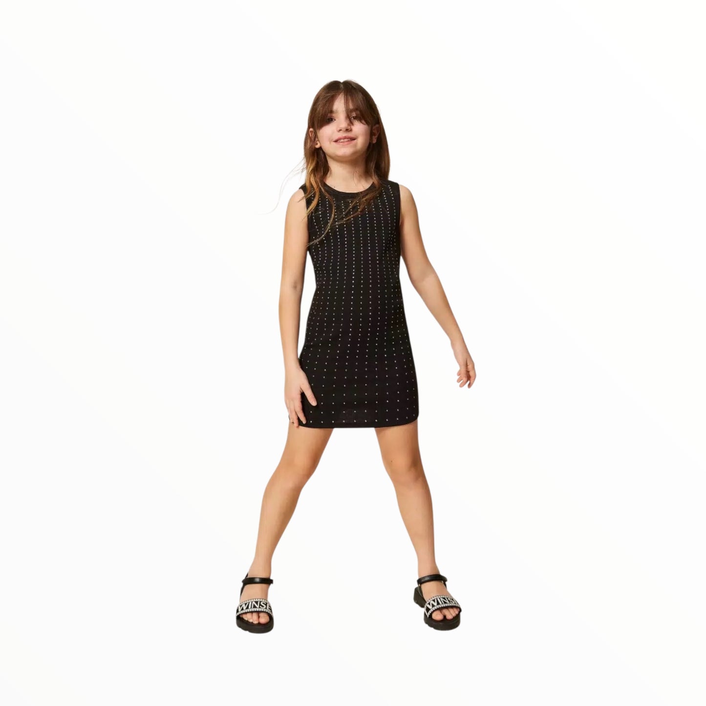Abito a costine con borchie Twinset