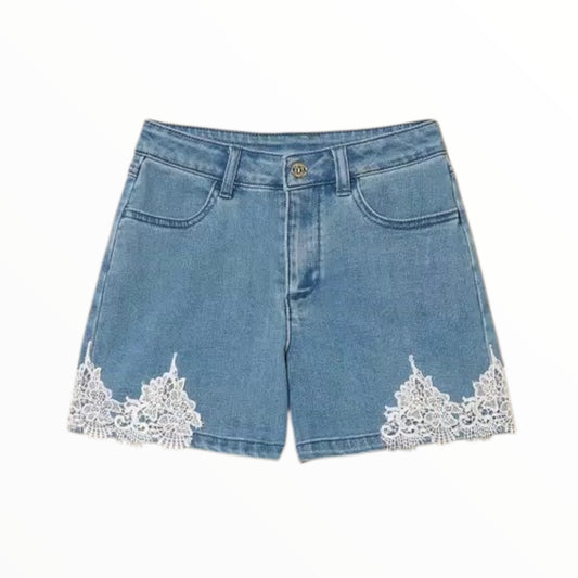Pantaloncini in jeans con pizzo Twinset