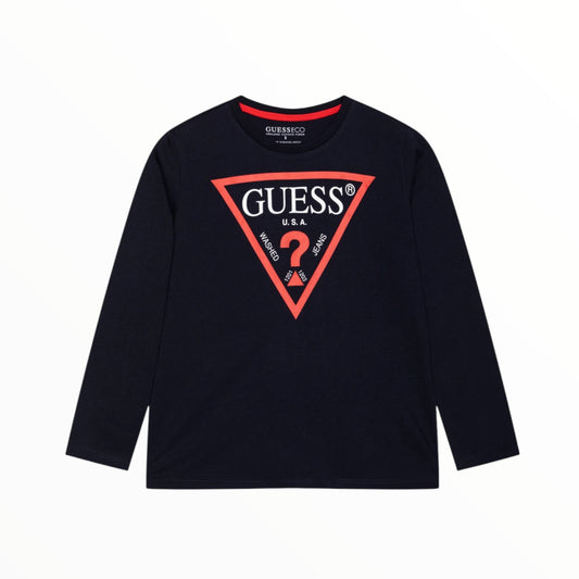 T-Shirt blu manica lunga Guess