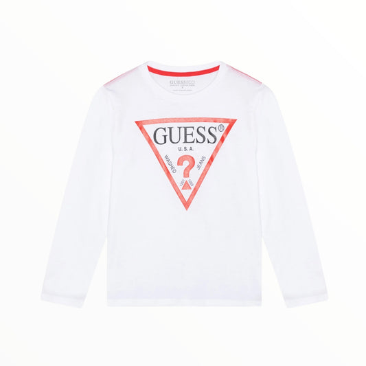 T-Shirt bianca manica lunga Guess