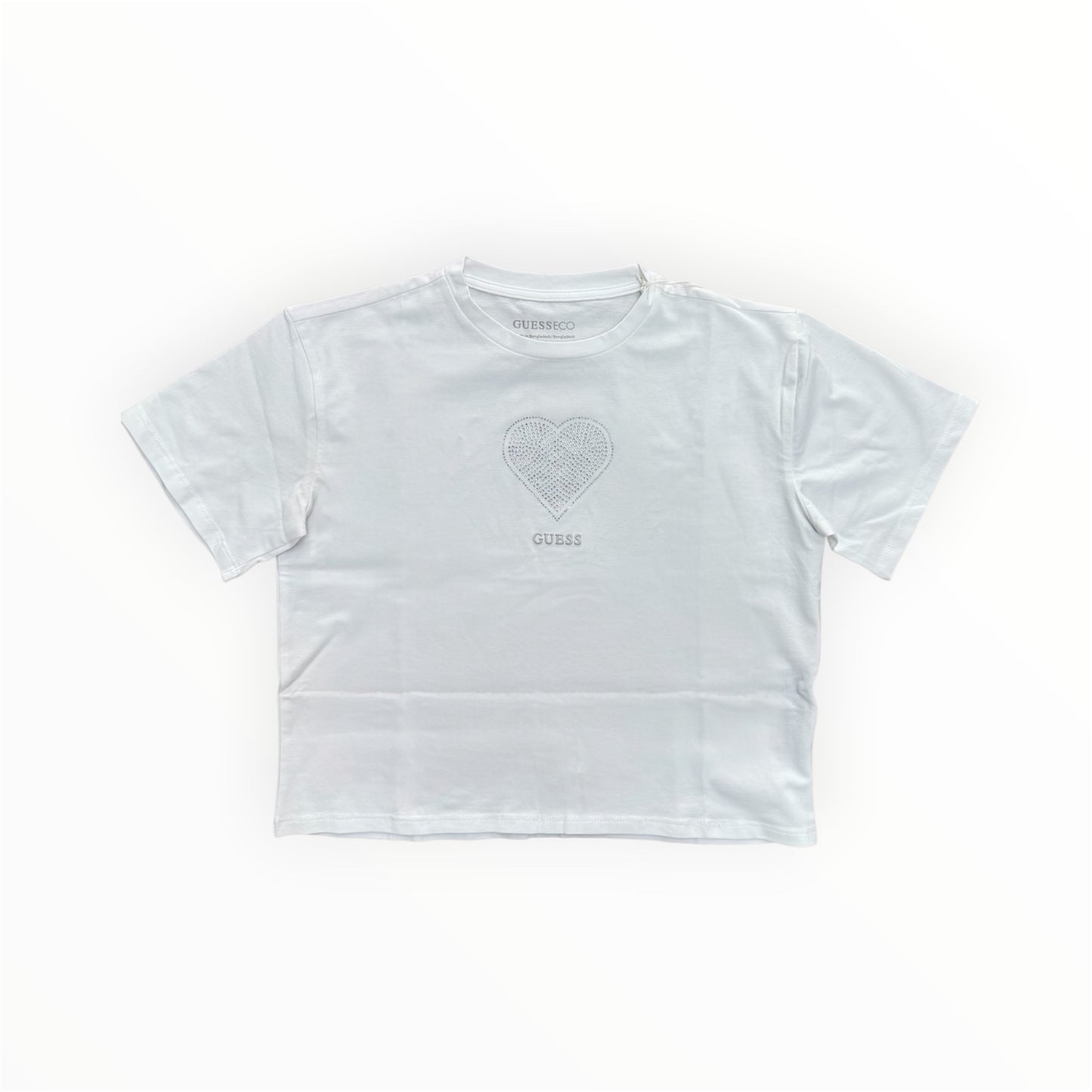 T-Shirt cuore con strass Guess